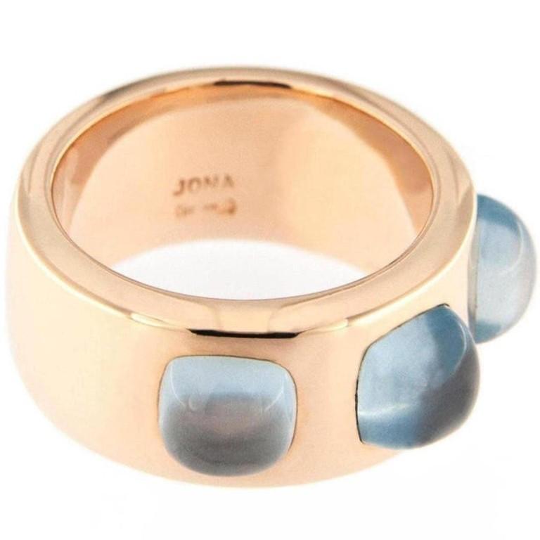Cabochon Alex Jona Aquamarine 18 Karat Rose Gold Band Ring For Sale