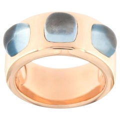 Anello a fascia in oro rosa 18 carati con acquamarina di Alex Jona
