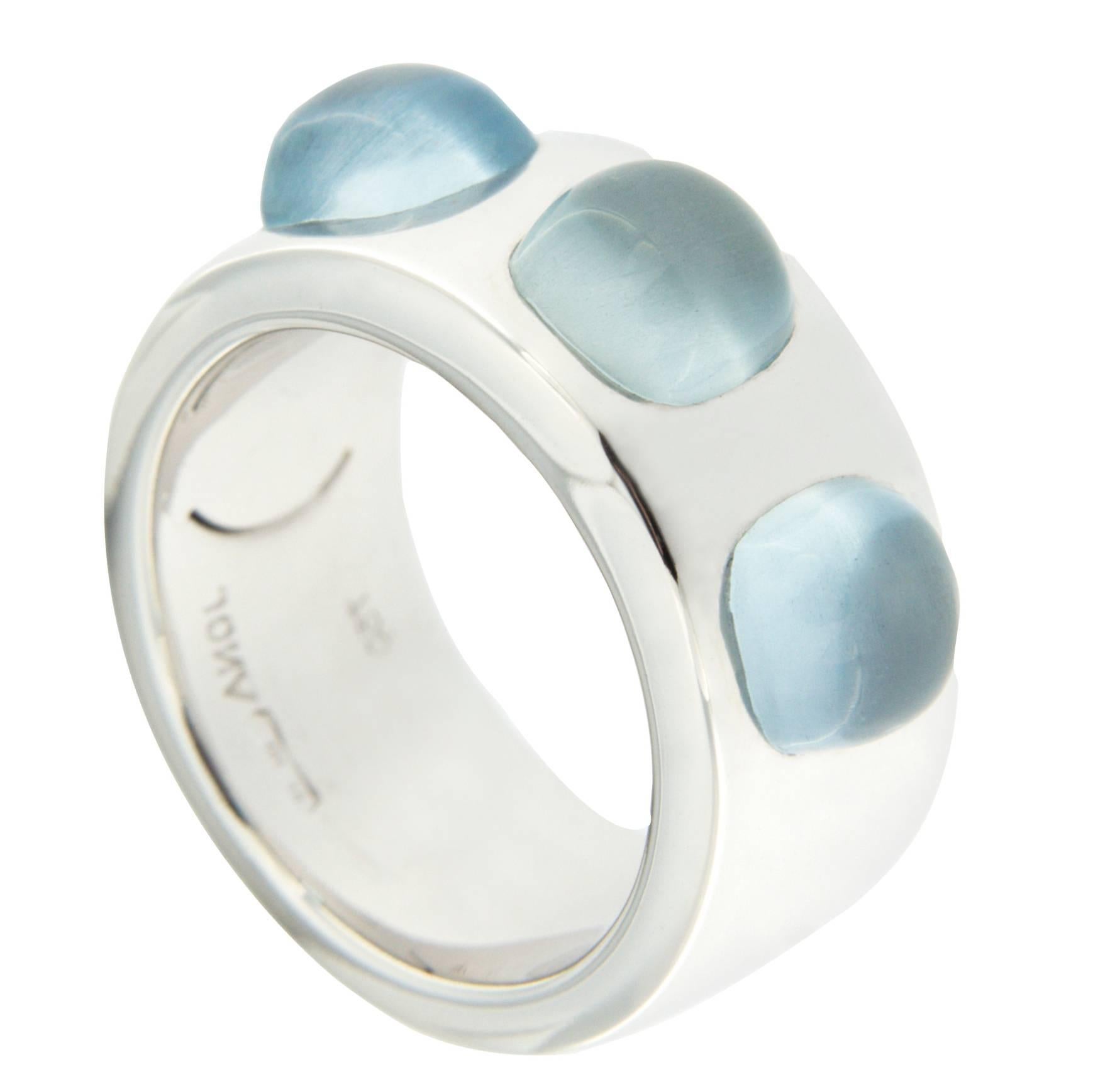 Alex Jona Aquamarine 18 Karat White Gold Band Ring In New Condition For Sale In Torino, IT