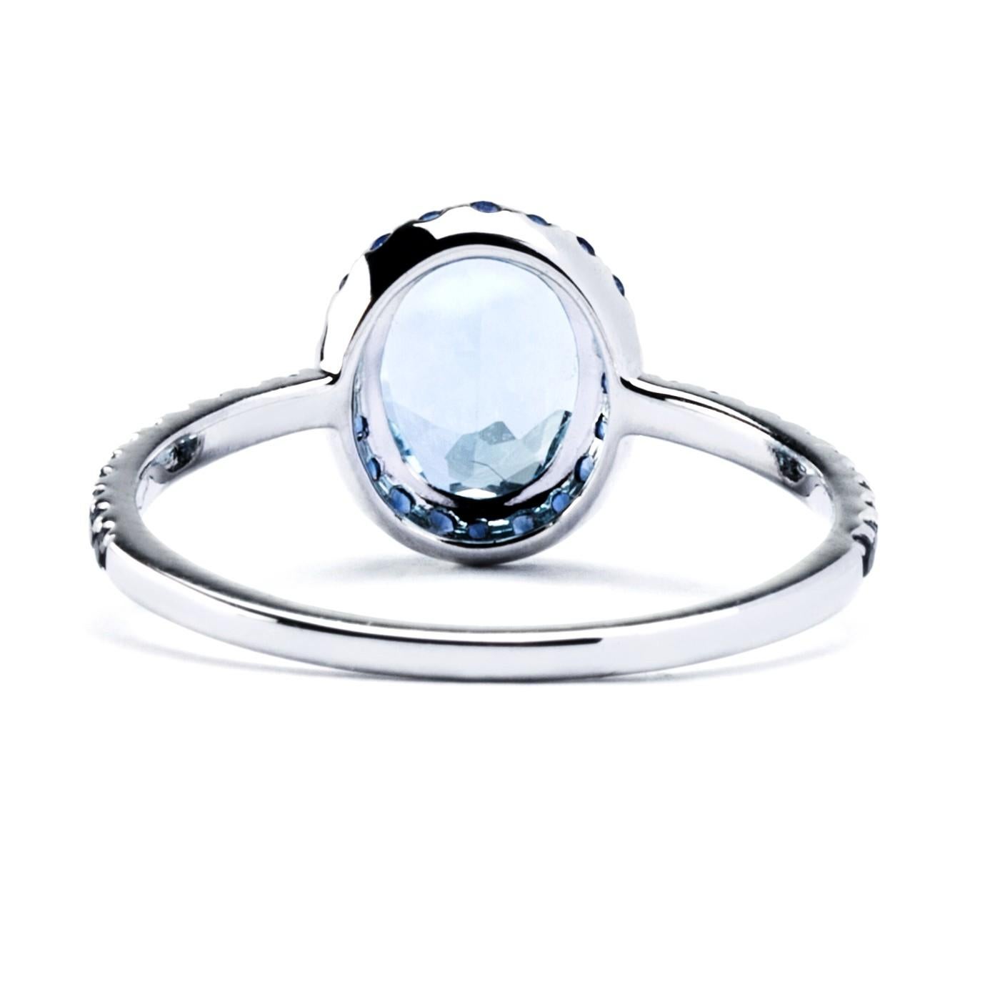 Oval Cut Alex Jona Aquamarine Blue Sapphire White Gold Solitaire Ring For Sale