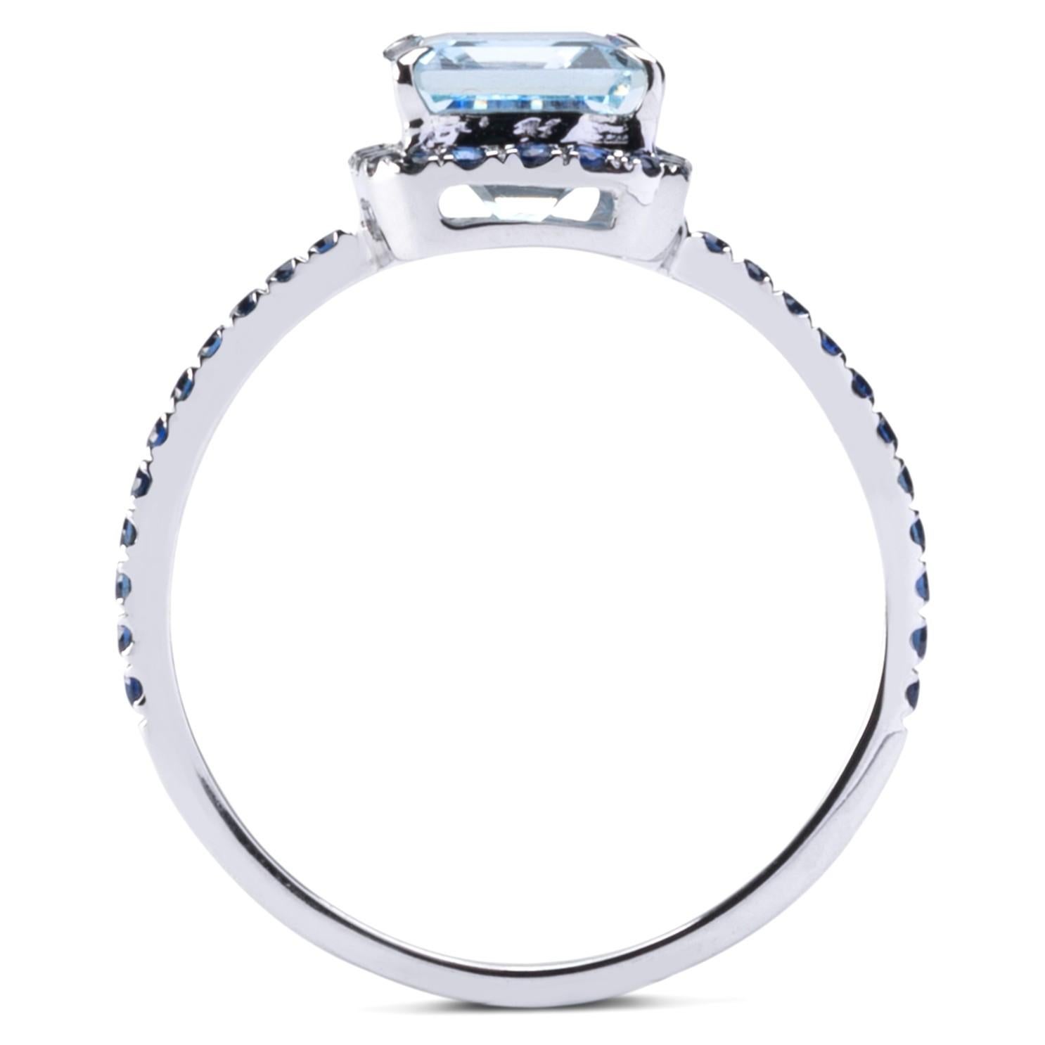 Alex Jona Aquamarine Blue Sapphire White Gold Solitaire Ring In New Condition For Sale In Torino, IT