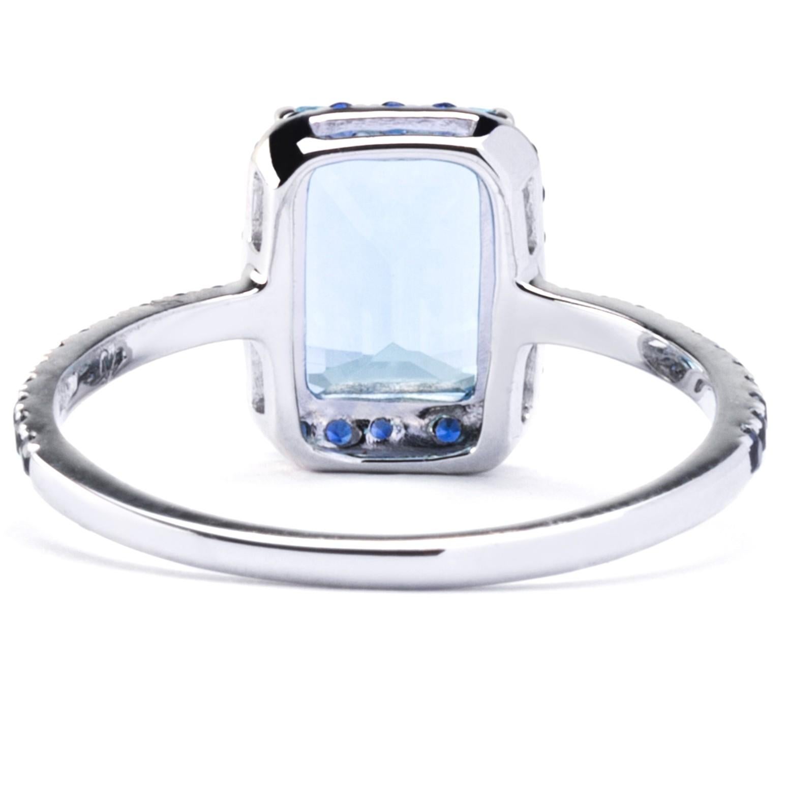 Women's Alex Jona Aquamarine Blue Sapphire White Gold Solitaire Ring For Sale