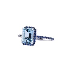 Alex Jona Aquamarine Blue Sapphire White Gold Solitaire Ring