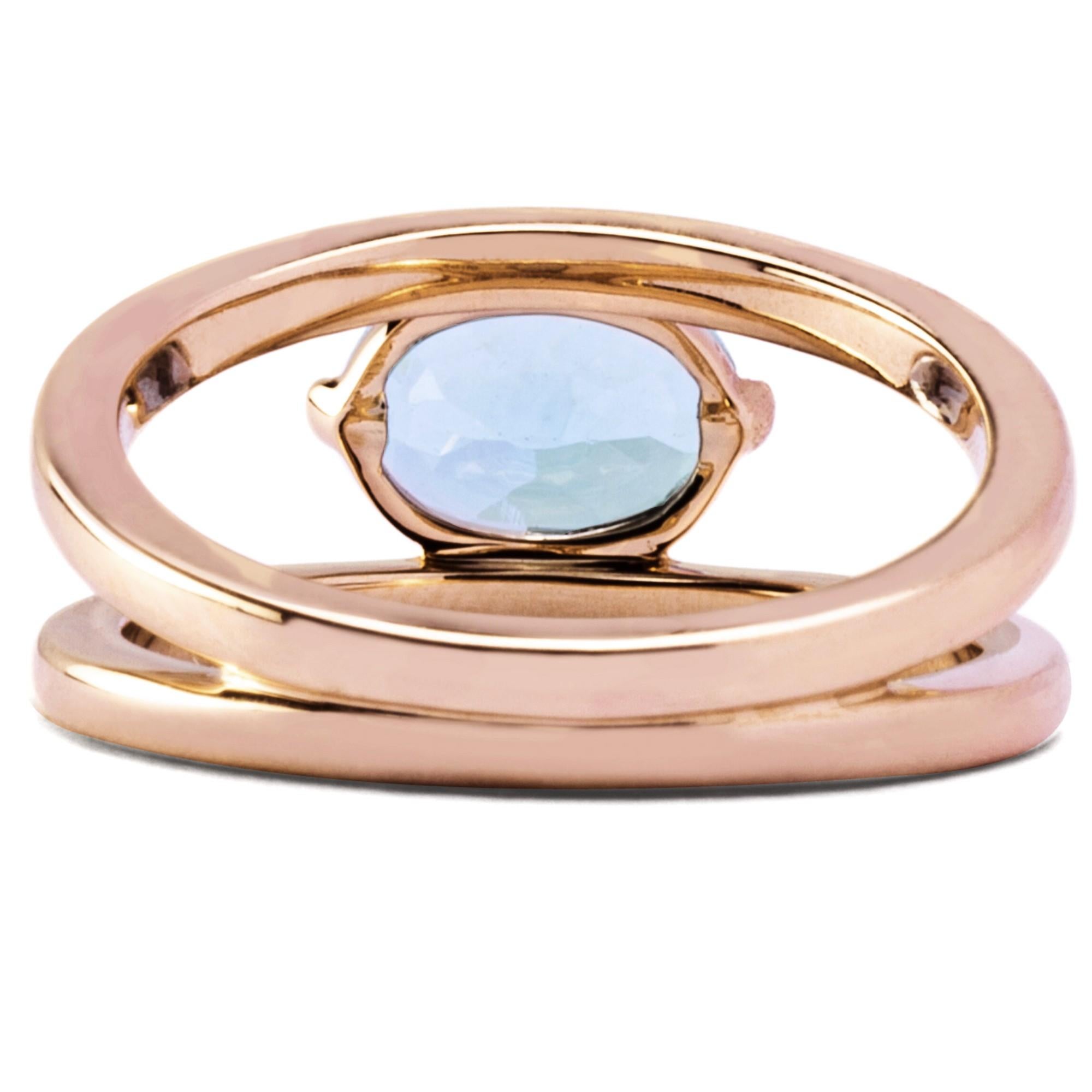 Alex Jona Aquamarine Rose Gold Solitaire Ring For Sale 1