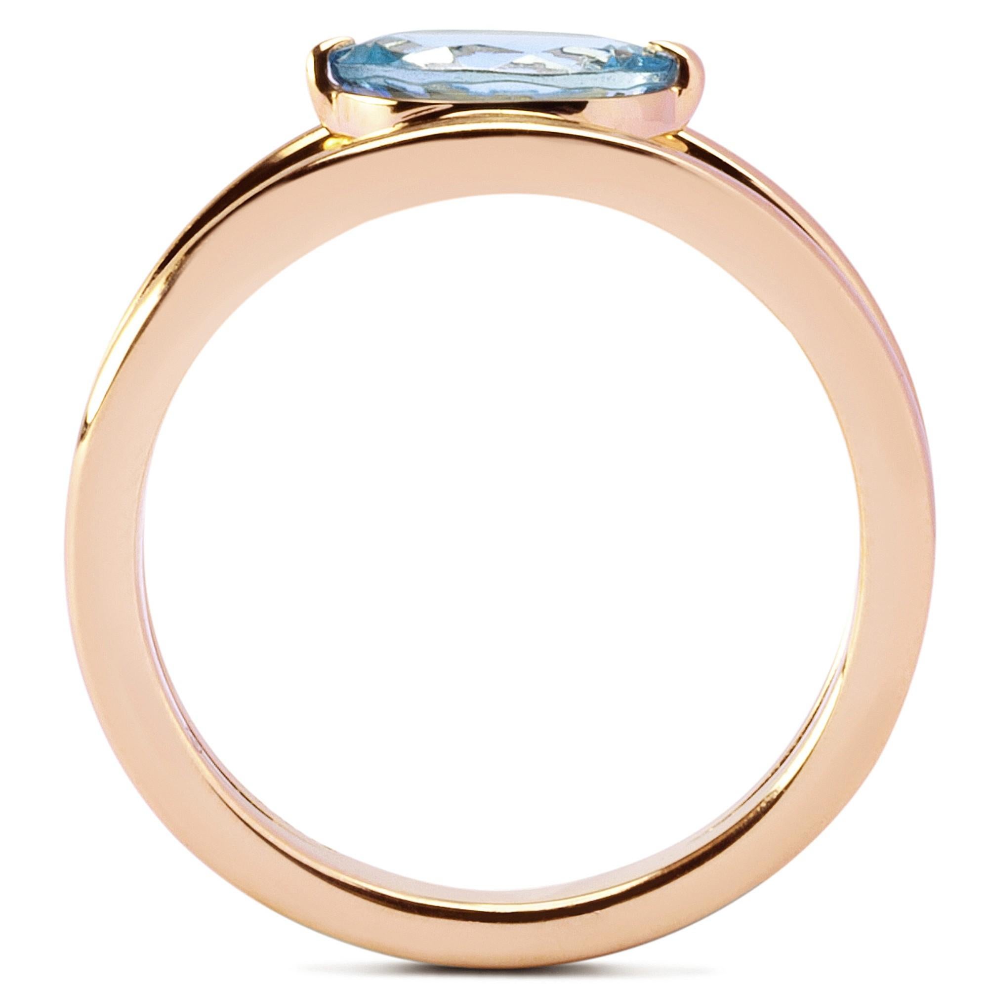 Women's or Men's Alex Jona Aquamarine Rose Gold Solitaire Ring For Sale