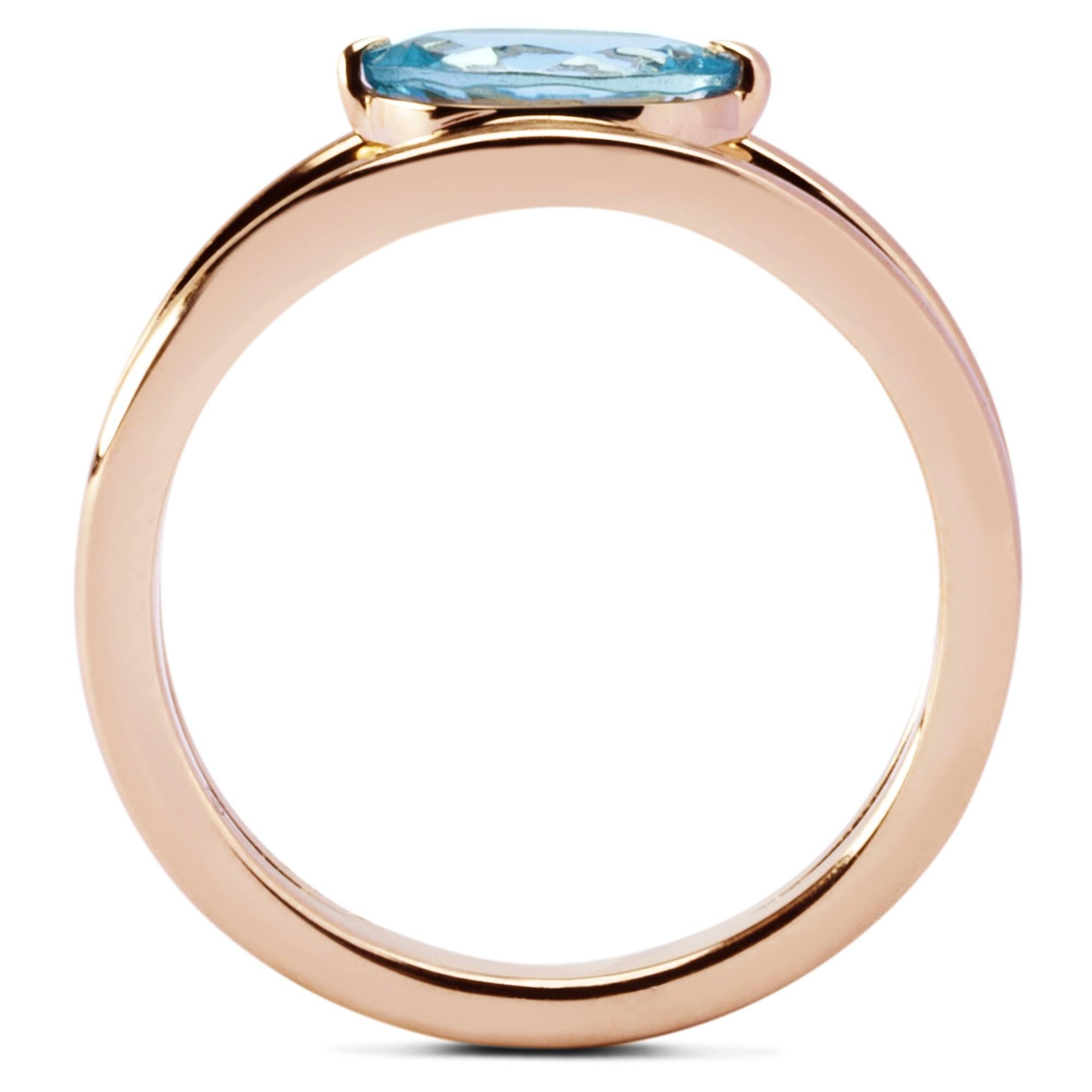 Women's or Men's Alex Jona Aquamarine Rose Gold Solitaire Ring For Sale