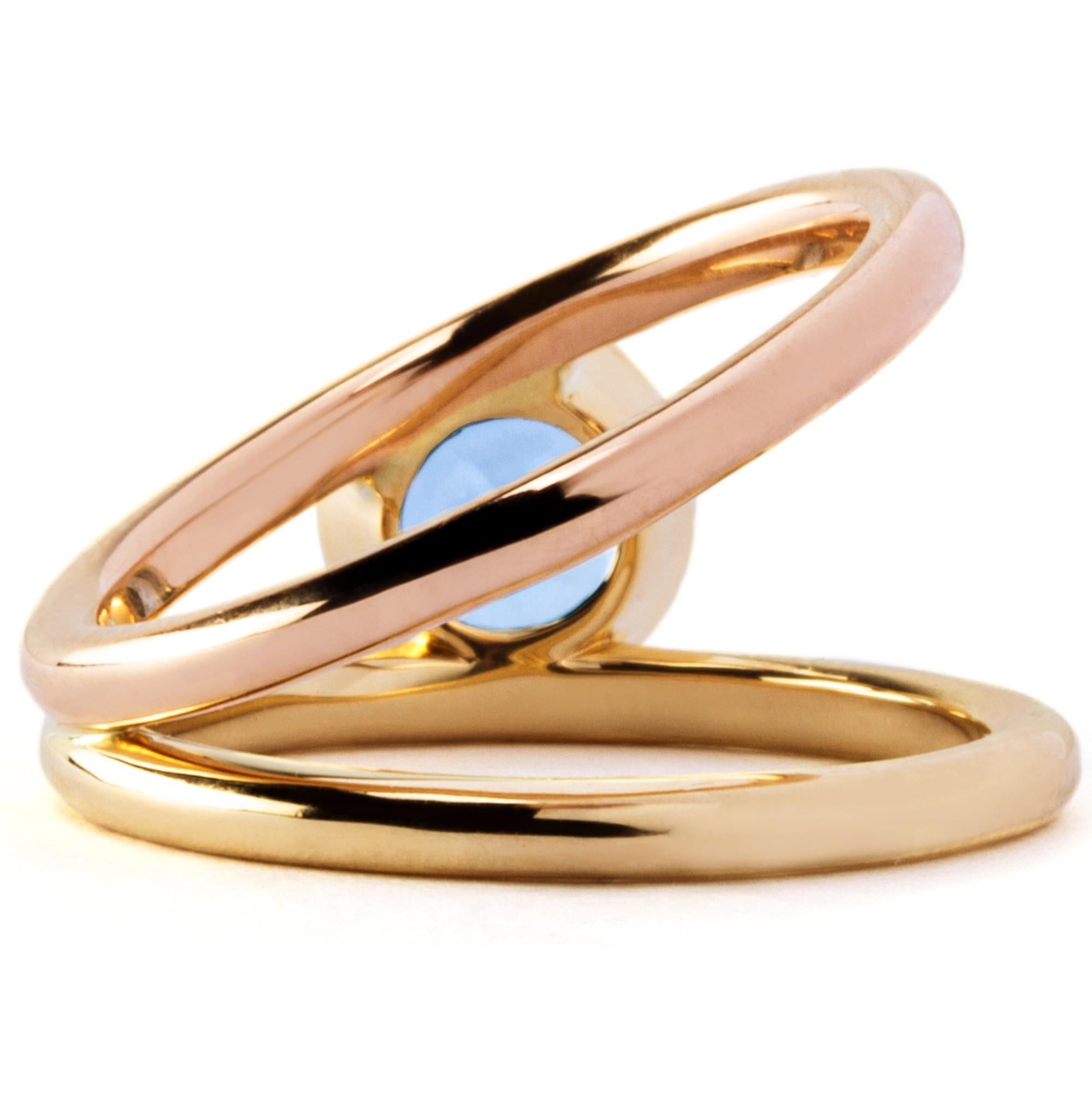 Women's Alex Jona Aquamarine Rose & Yellow Gold Solitaire Ring