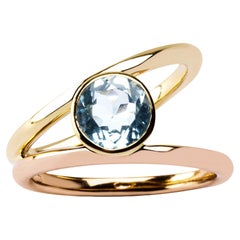 Alex Jona Aquamarine Rose & Yellow Gold Solitaire Ring