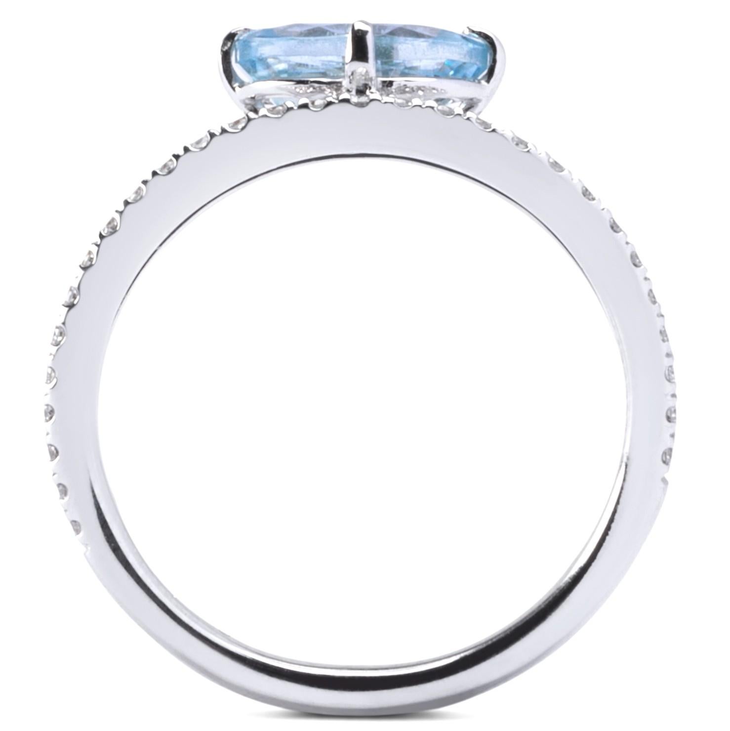 Women's Alex Jona Aquamarine White Diamond White Gold Cocktail Ring For Sale