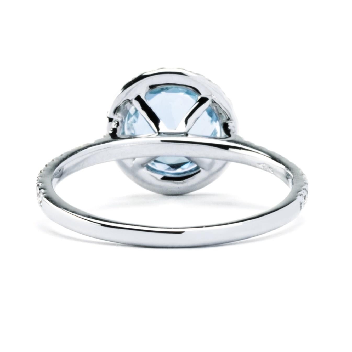 Alex Jona Aquamarine White Diamond White Gold Halo Ring 1
