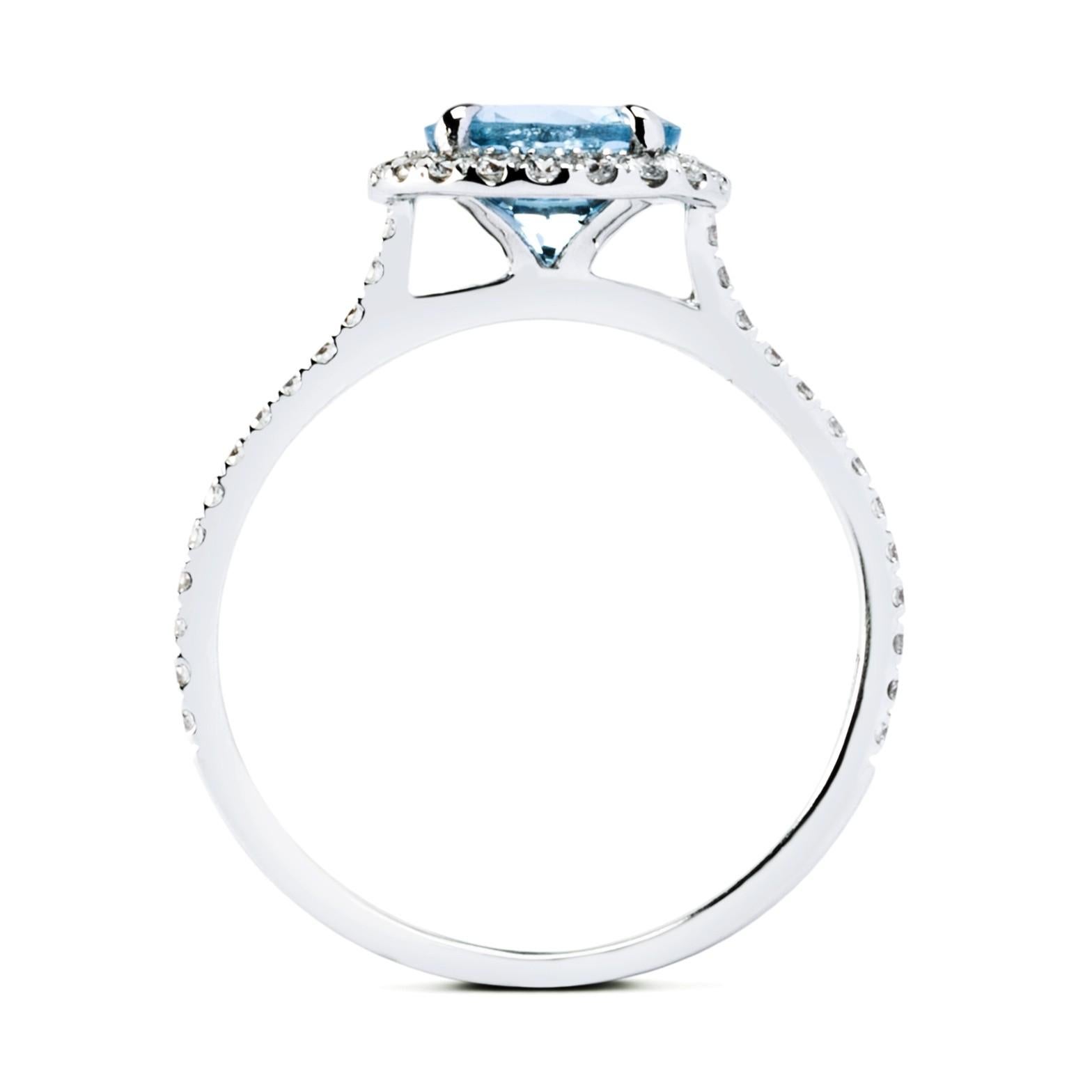 Women's Alex Jona Aquamarine White Diamond White Gold Halo Ring