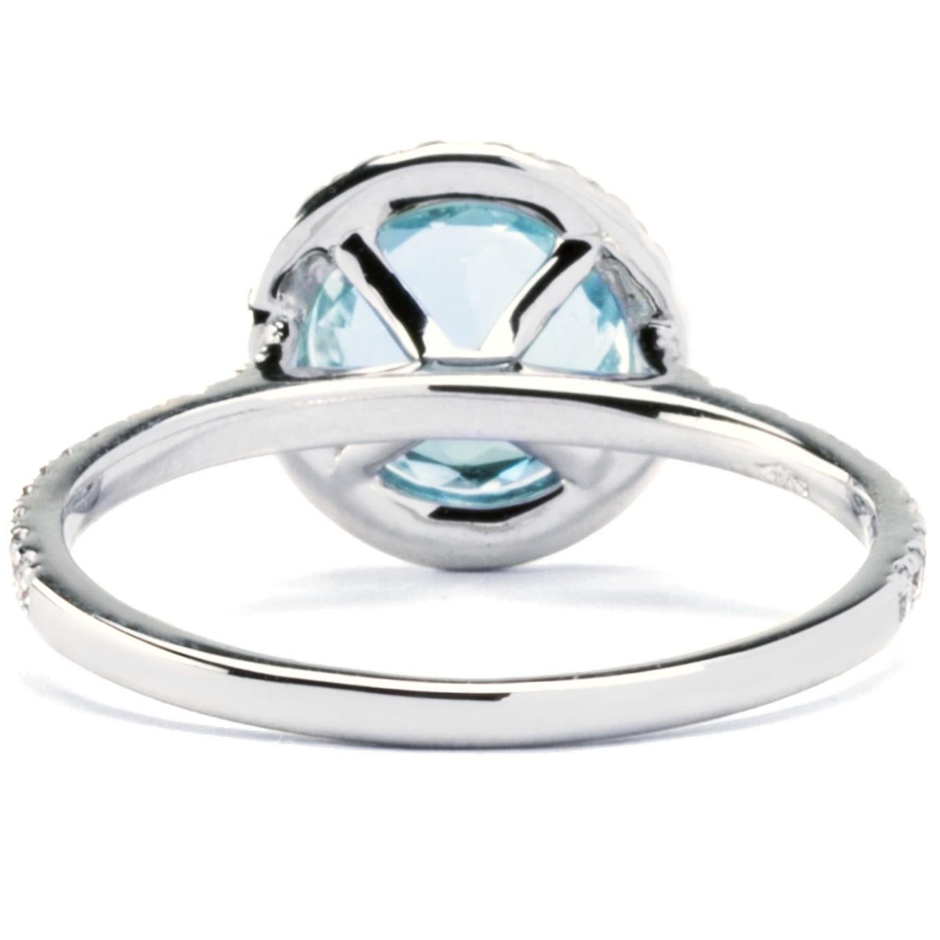 Women's Alex Jona Aquamarine White Diamond White Gold Halo Ring For Sale