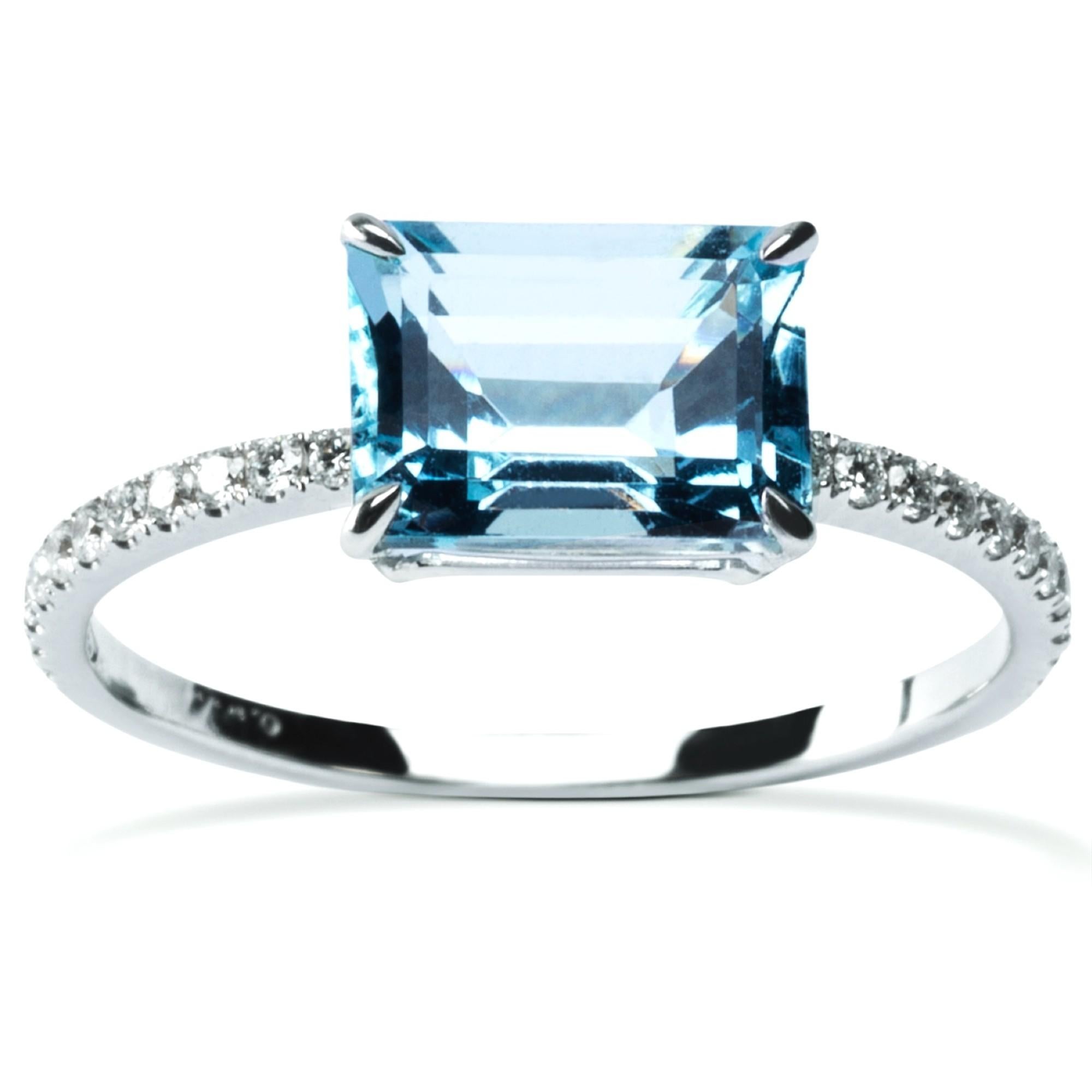 Alex Jona Aquamarine White Diamond White Gold Solitaire Ring