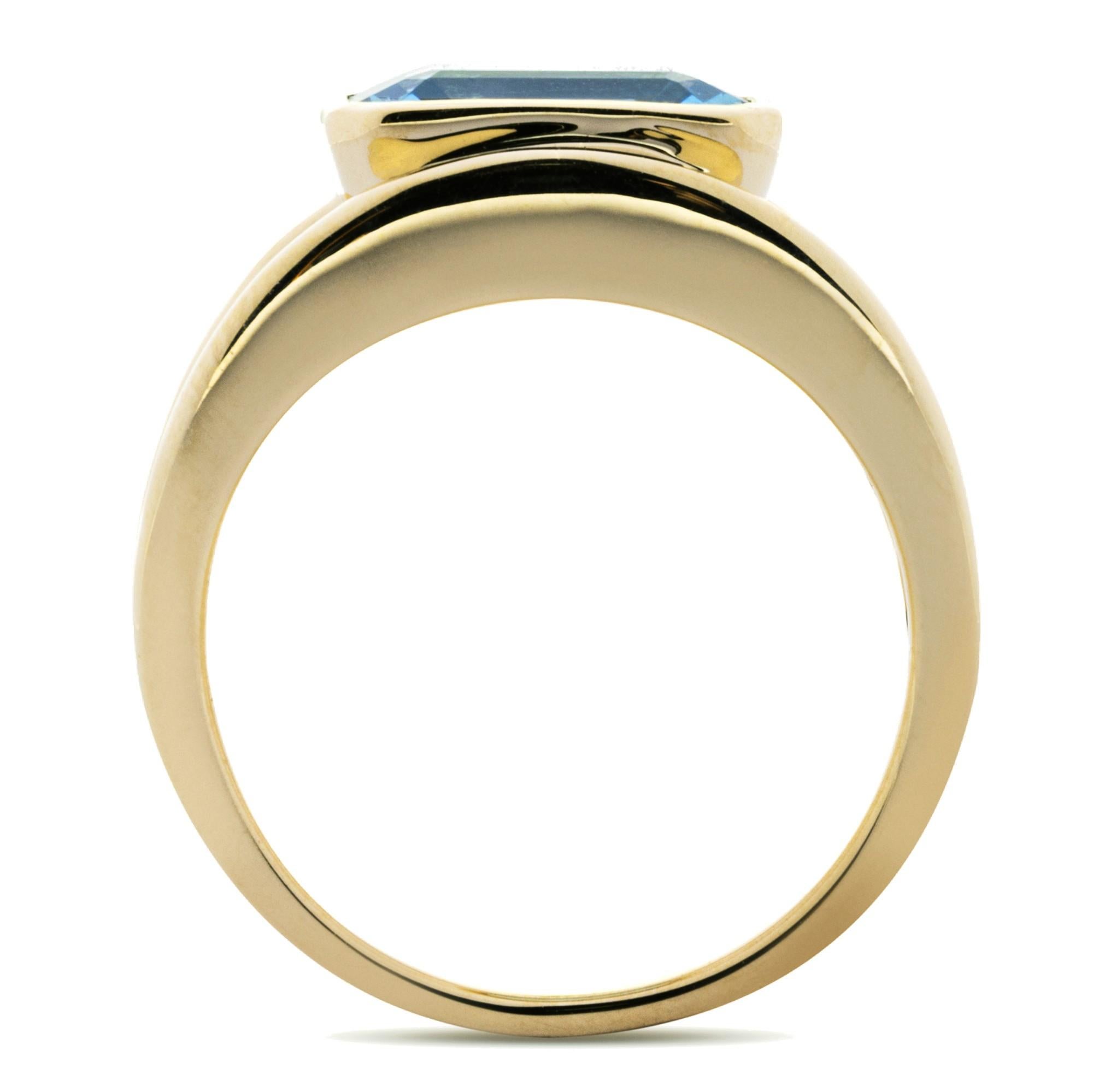 Women's Alex Jona Aquamarine White Diamond 18 Carat Gold Open Band Ring For Sale