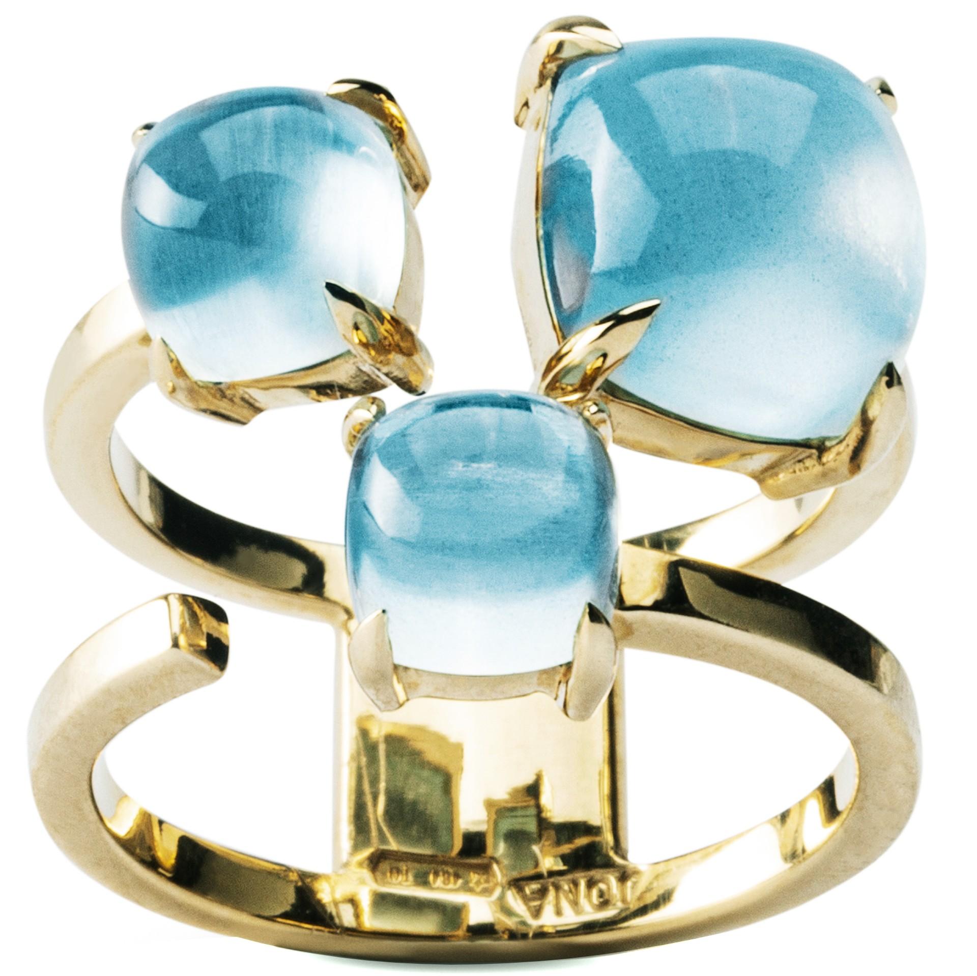 Contemporary Alex Jona Aquamarine Yellow Gold Open Band Ring For Sale