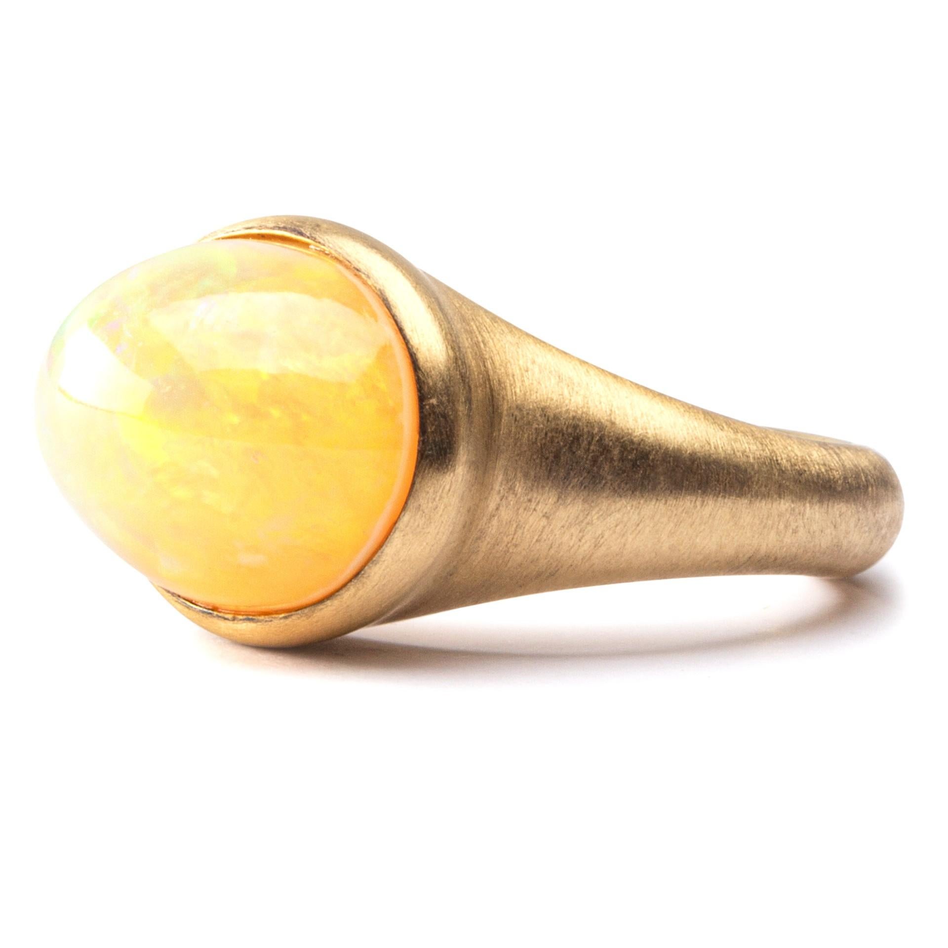 Contemporary Alex Jona Arlequin Opal Brushed 18 Karat Yellow Gold Ring For Sale