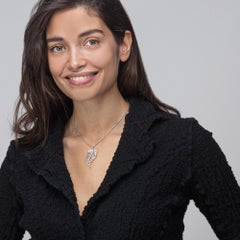 Alex Jona Articulated White Diamond 18 Karat White Gold Feather Pendant