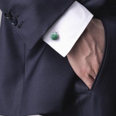 Alex Jona Aventurine Monkey's Fist Knot 18 Karat Yellow Gold Cufflinks