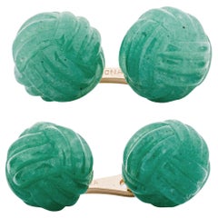 Gemelli da polso a forma di pugno di scimmia in oro giallo 18 carati Alex Jona Aventurine