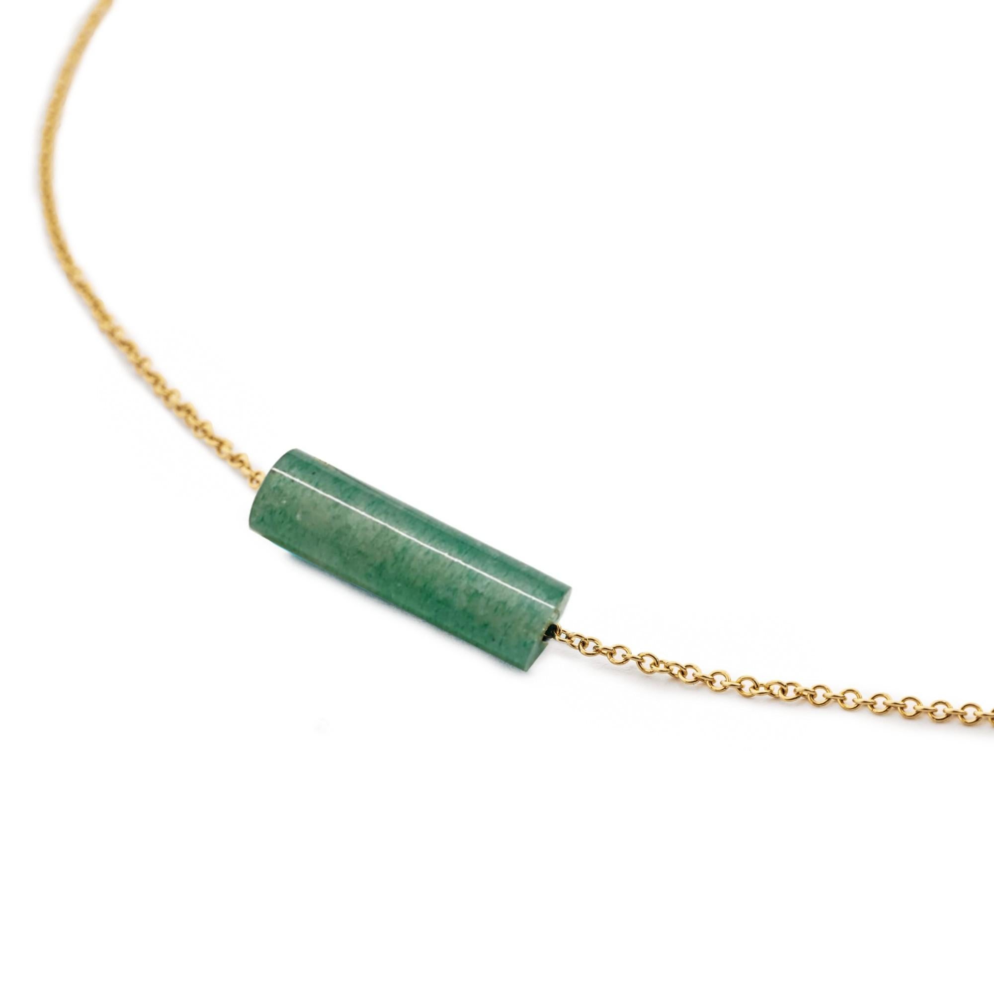 Non taillé Alex Jona, collier pendentif cylindrique en or jaune 18 carats avec aventurine en vente