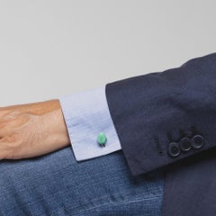 Alex Jona Boutons de manchette cylindrique en or blanc 18 carats avec œuf d'aventurine et onyx