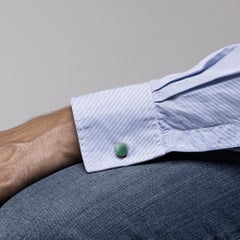 Alex Jona Gemelos de oro amarillo de 18 quilates con forma de huevo de lapislázuli y aventurina