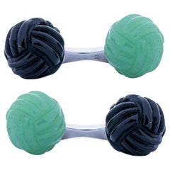 Gemelli in argento 925 Alex Jona Aventurine Onyx Knot