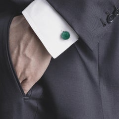 Alex Jona Sterling Silver Aventurine Monkey's Fist Knot Cufflinks