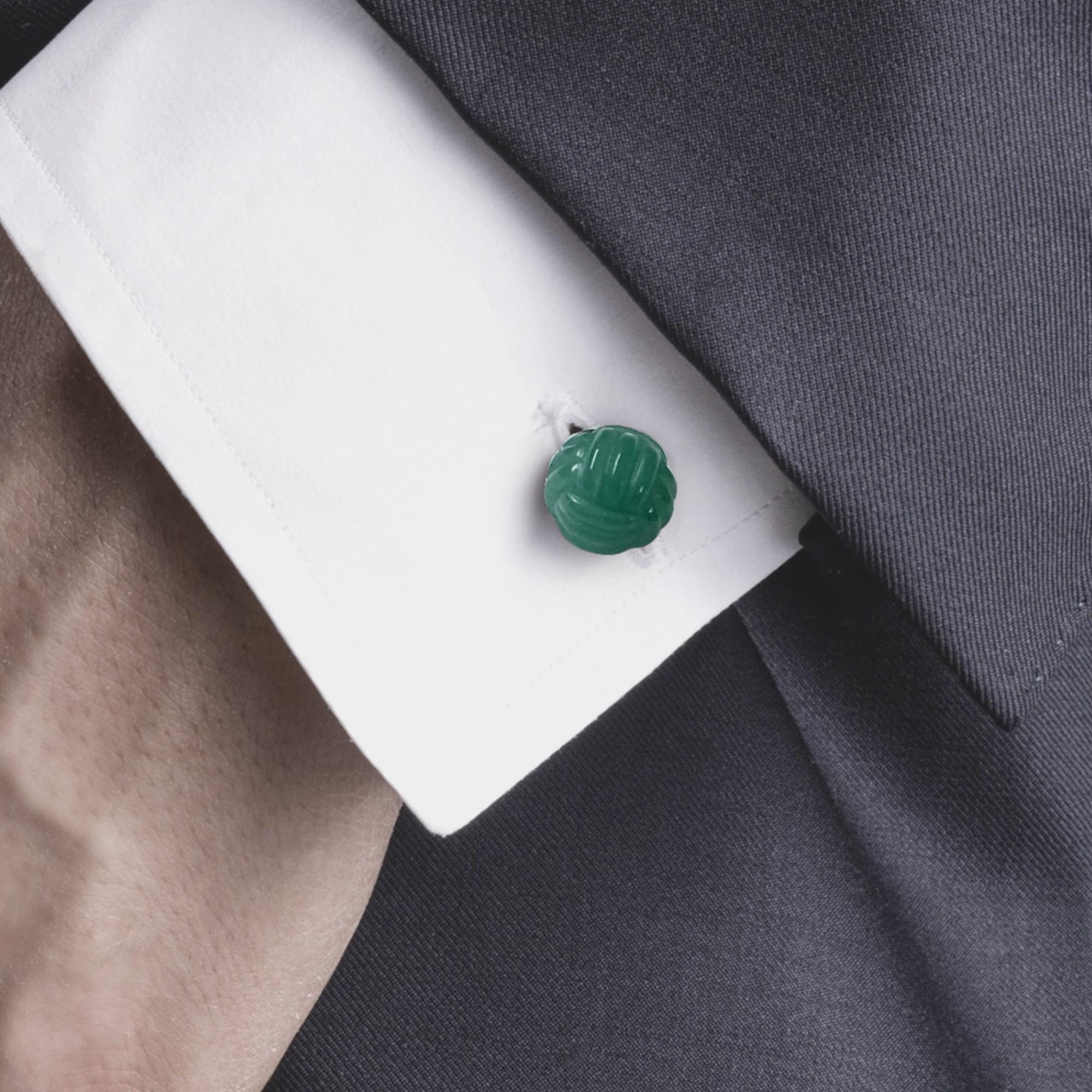 Gemelli da polso a forma di pugno di scimmia in argento Alex Jona Aventurine In condizioni Nuovo in vendita a Lugano, CH