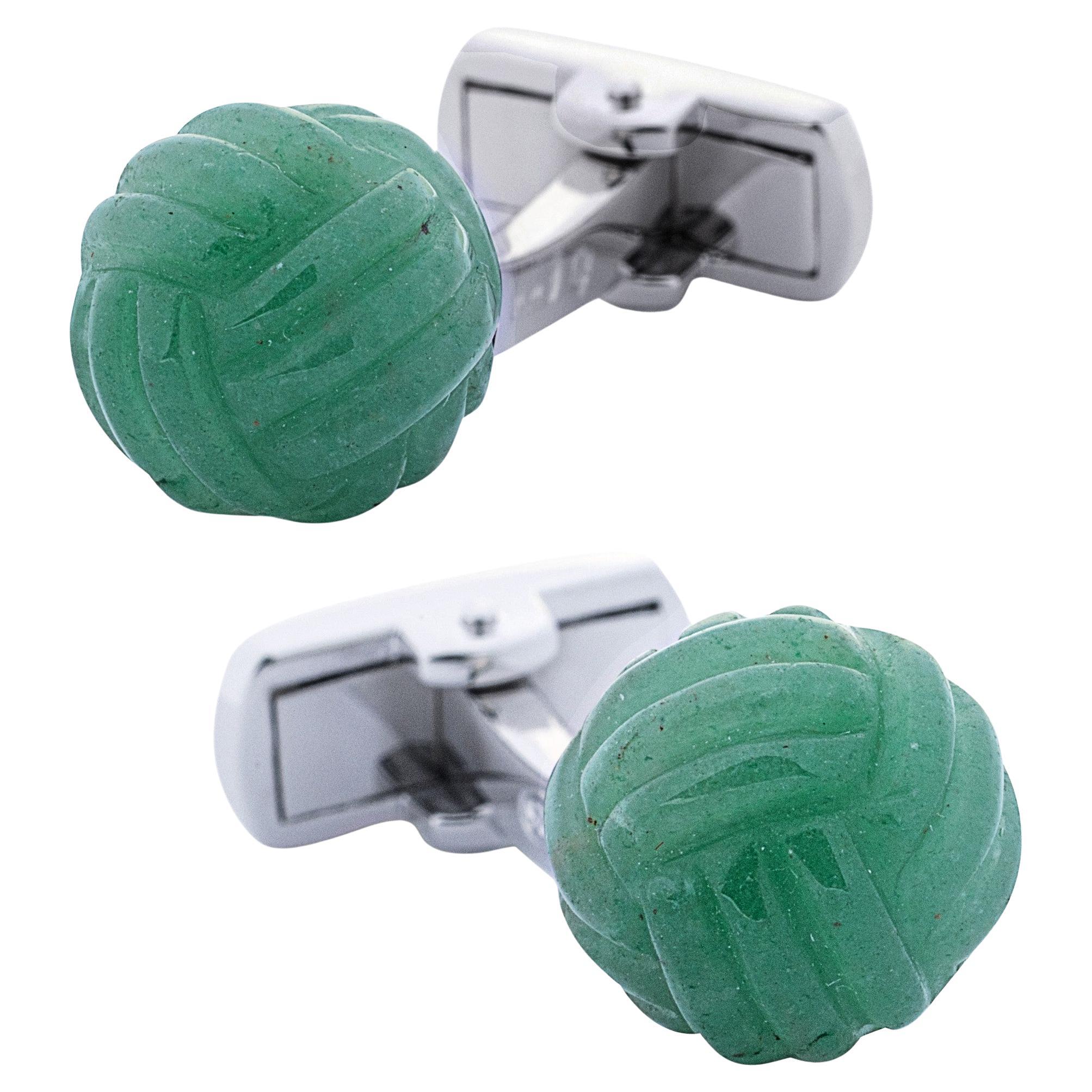 Gemelli da polso a forma di pugno di scimmia in argento Alex Jona Aventurine in vendita