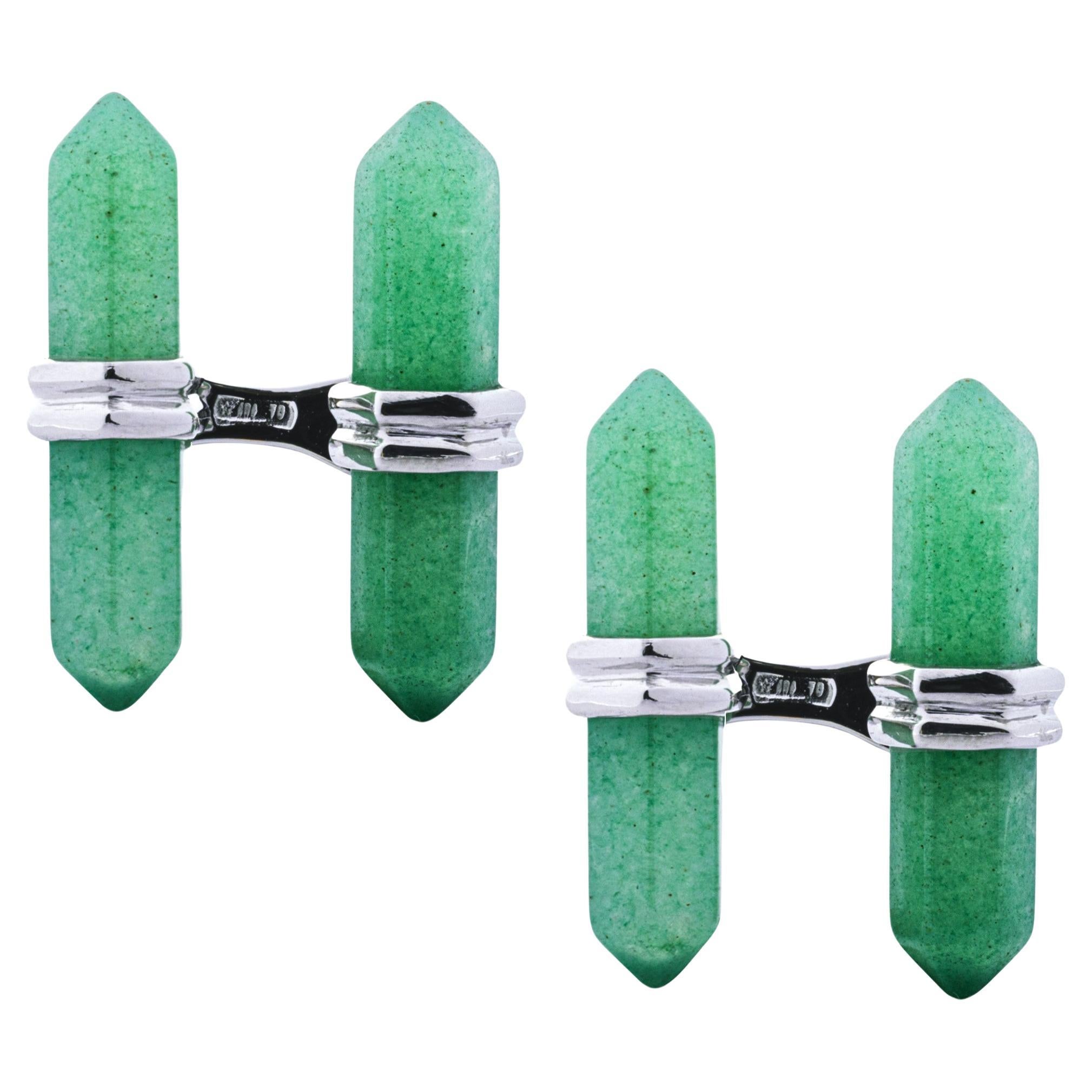 Gemelli da polso a forma di prisma in argento Sterling Alex Jona Aventurine