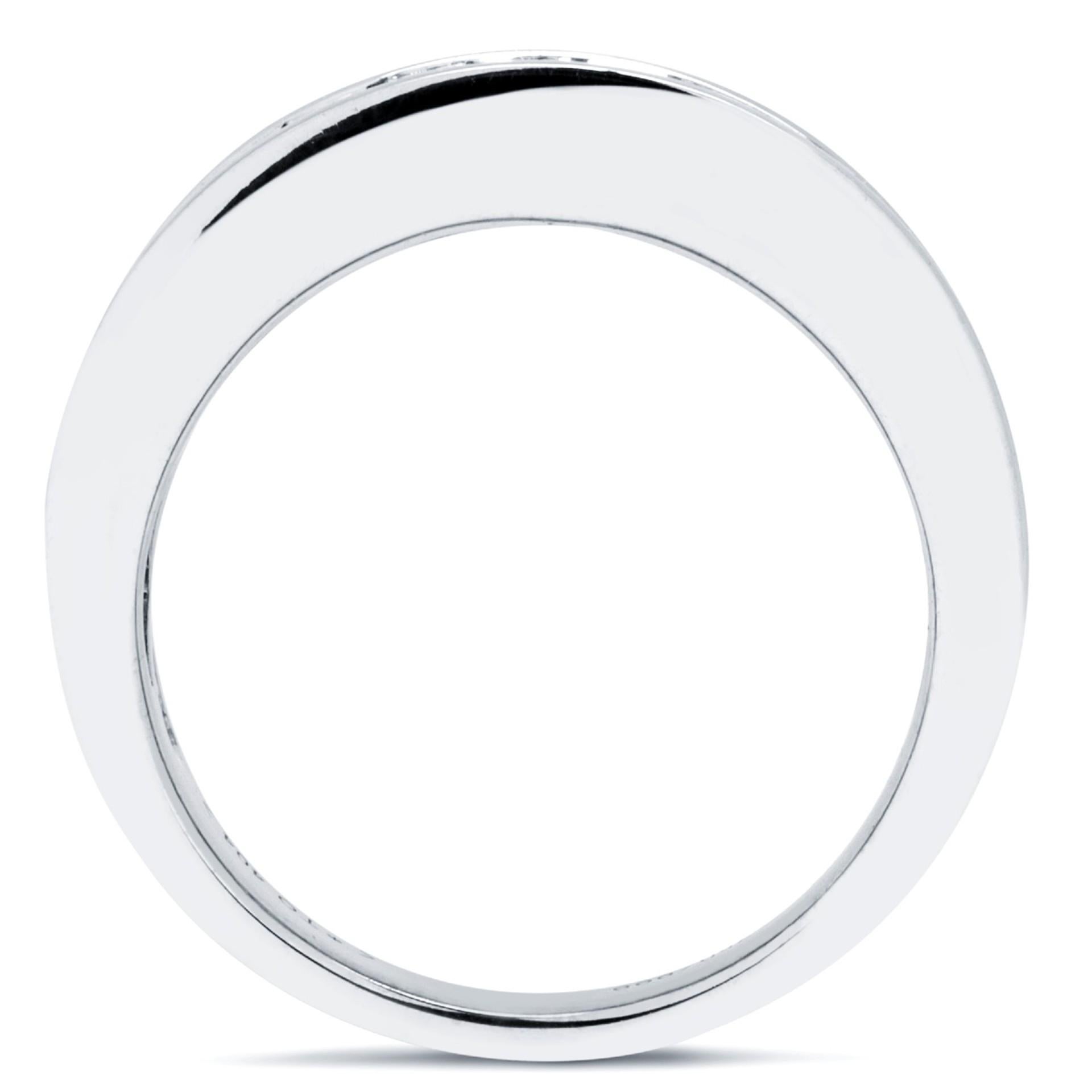 Alex Jona Baguette and Square Cut White Diamond 18 Karat White Gold Band Ring For Sale 1