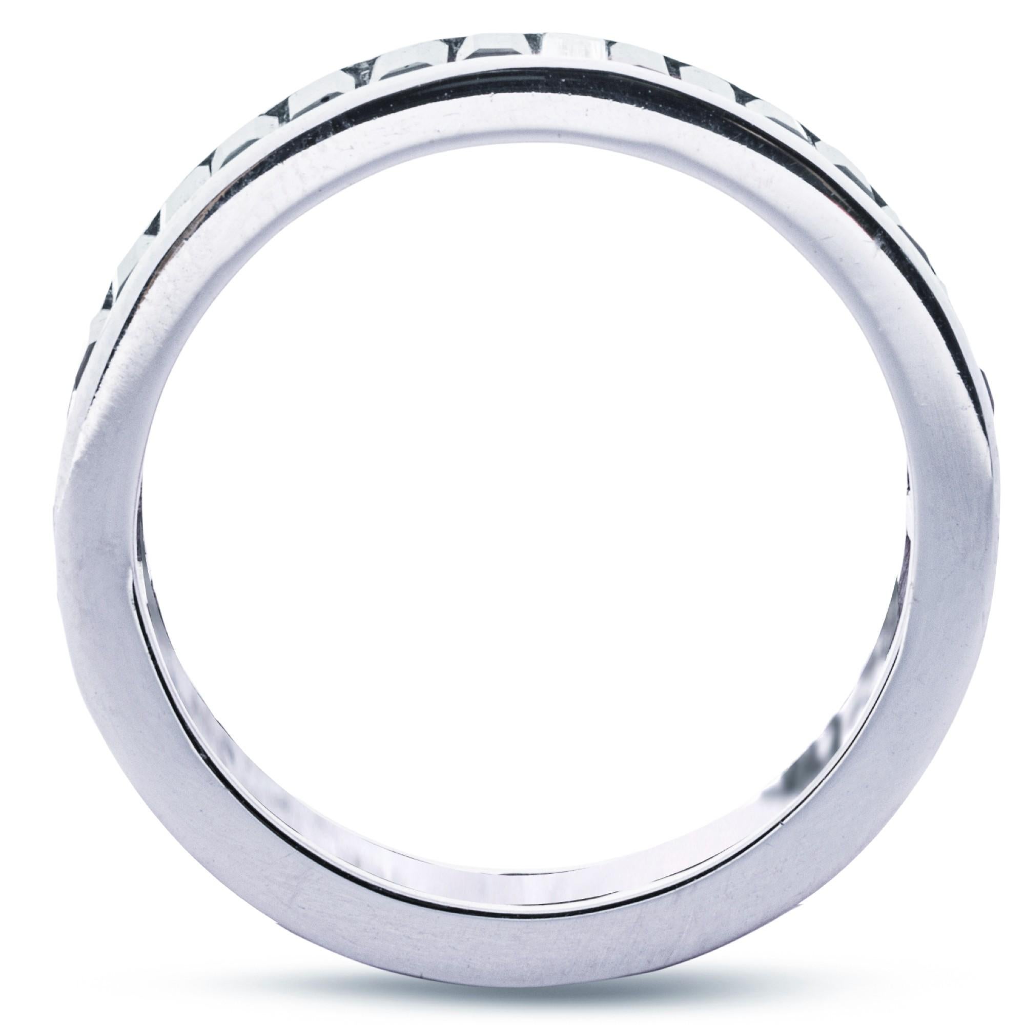 Alex Jona Baguette Cut White Diamond 18 Karat White Gold Band Ring For Sale 2