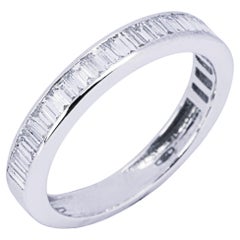 Alex Jona Baguette Cut White Diamond 18 Karat White Gold Band Ring