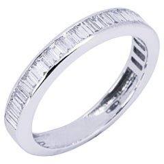 Alex Jona Anillo de oro blanco de 18 quilates con diamante blanco talla baguette