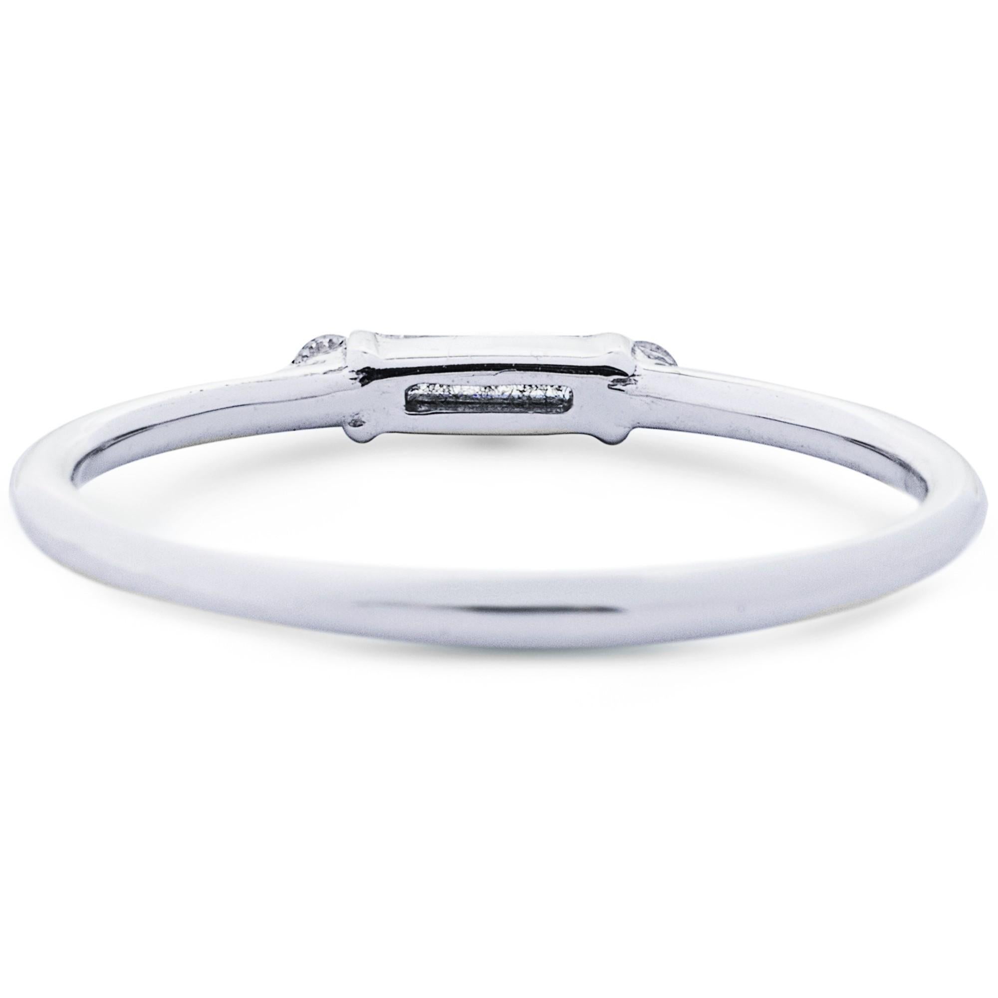 Alex Jona Baguette Cut White Diamond 18 Karat White Gold Ring For Sale 2
