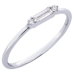 Alex Jona Baguette Cut White Diamond 18 Karat White Gold Ring