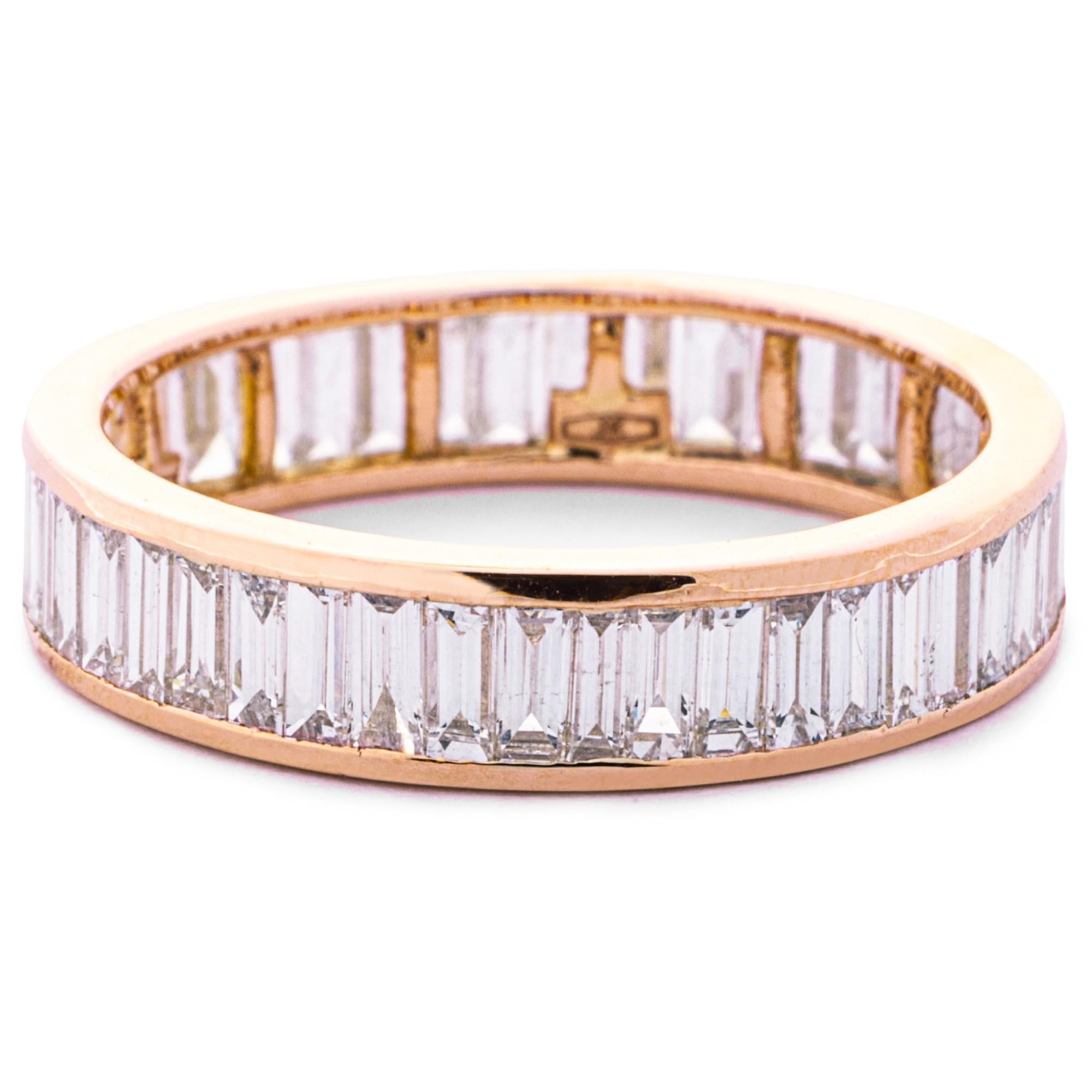 Women's Alex Jona Baguette Cut White Diamond 18 Karat Yellow Gold Eternity Band Ring For Sale