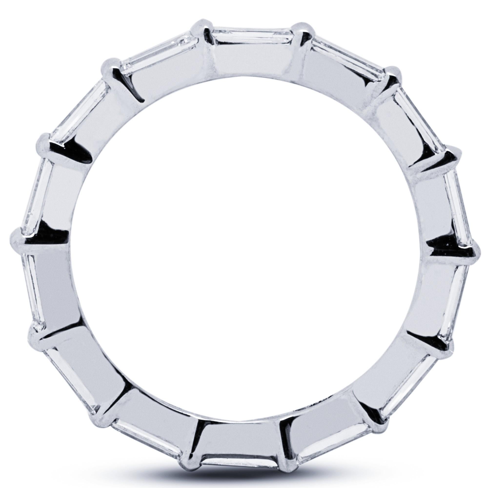 Alex Jona Baguette White Diamond Platinum Eternity Band Ring For Sale 1