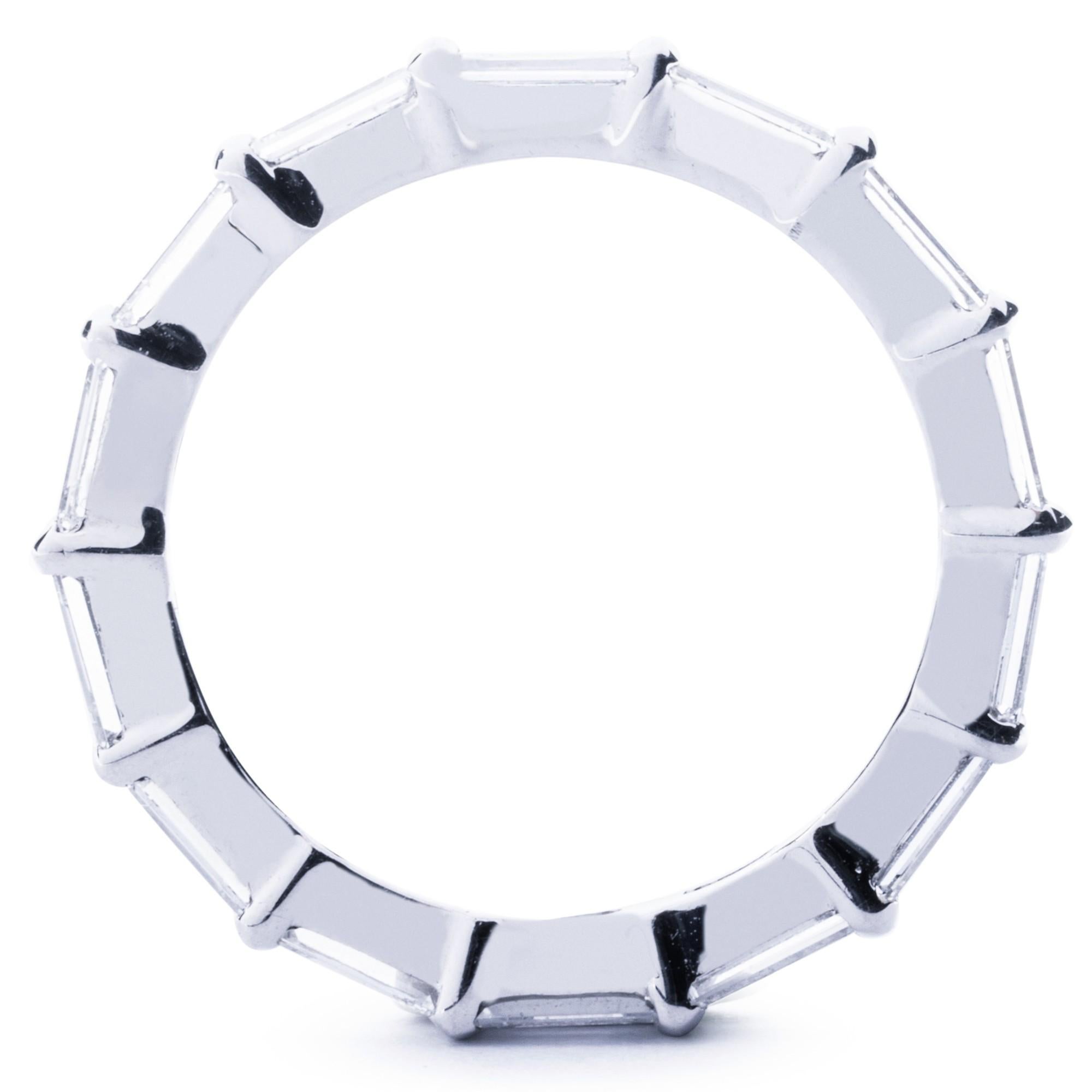 Alex Jona Baguette White Diamond Platinum Eternity Band Ring For Sale 1
