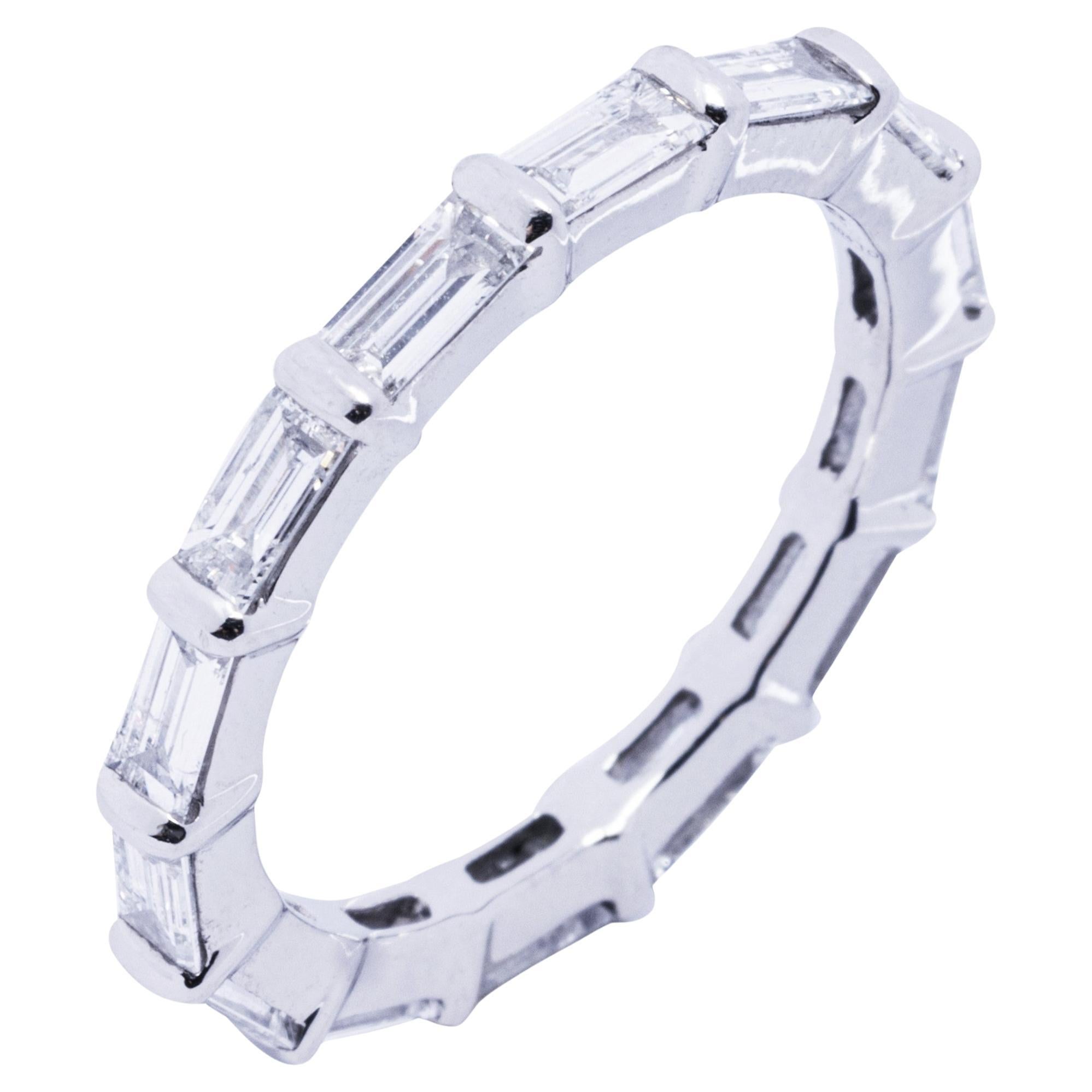 Alex Jona Baguette White Diamond Platinum Eternity Band Ring For Sale