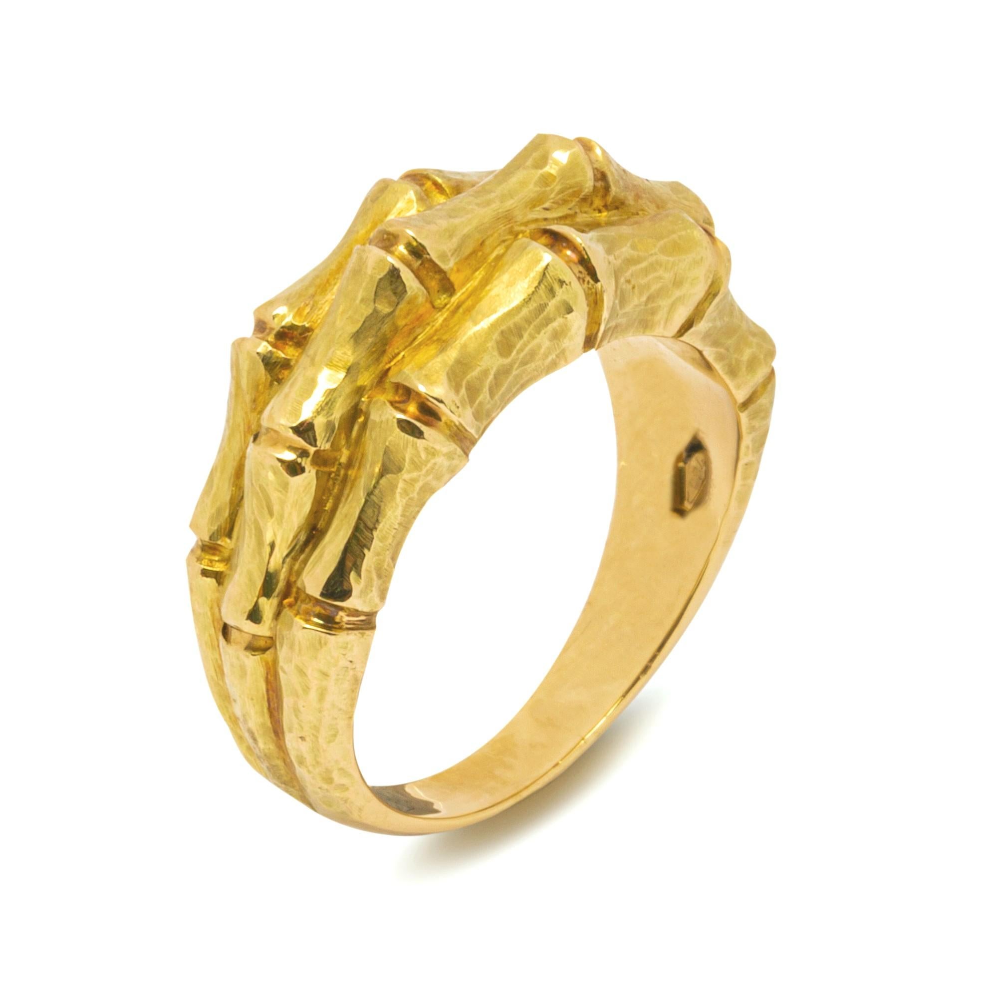 Alex Jona Bamboo 18 Karat Yellow Gold Band Ring In New Condition In Torino, IT