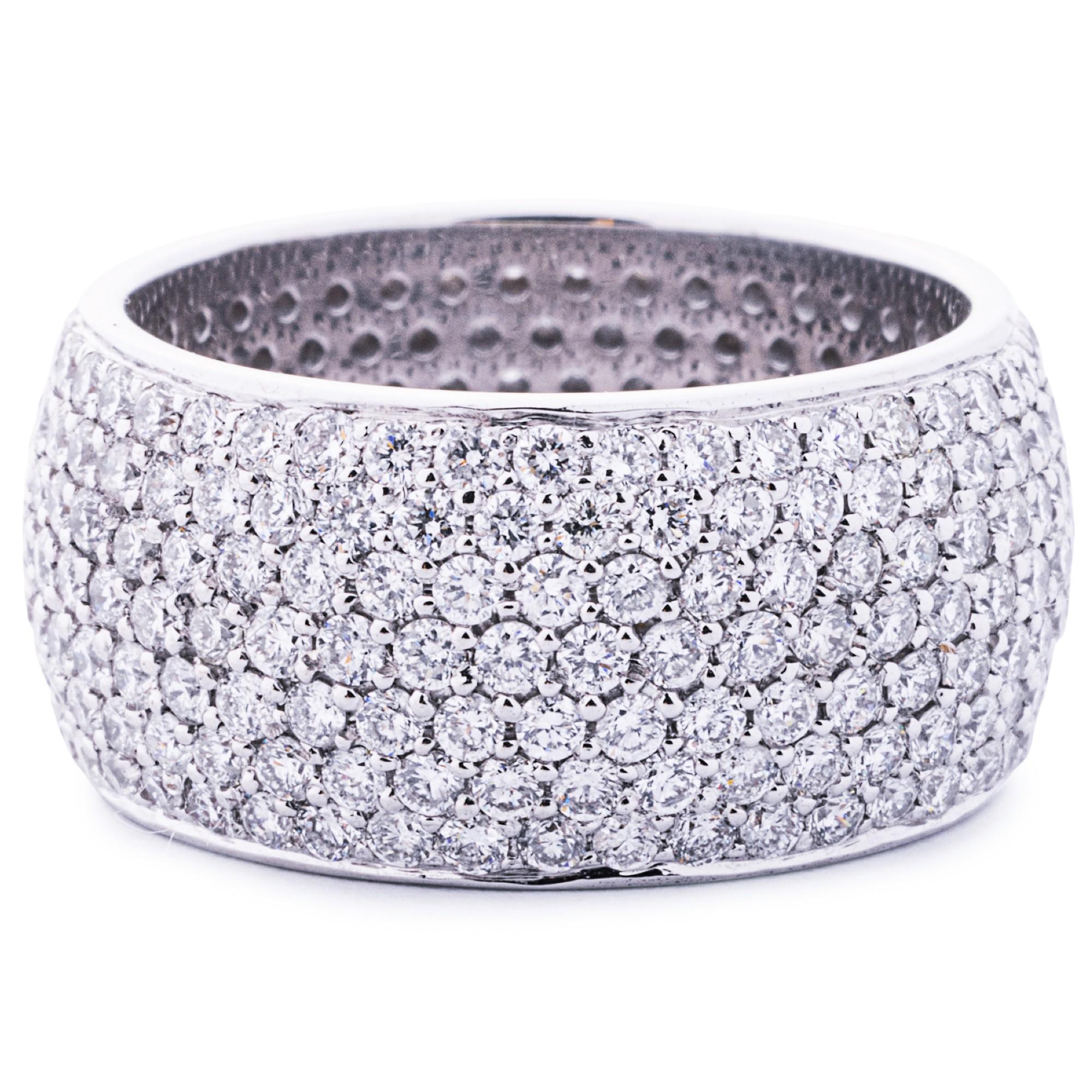 Alex Jona Barrel White Diamond 18 Karat White Gold Ring Band In New Condition For Sale In Lugano, CH