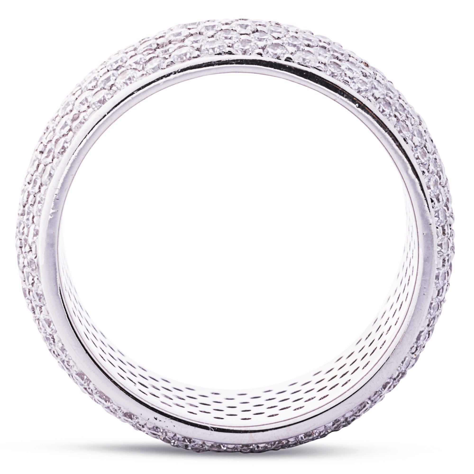 Alex Jona Barrel White Diamond 18 Karat White Gold Ring Band For Sale 1