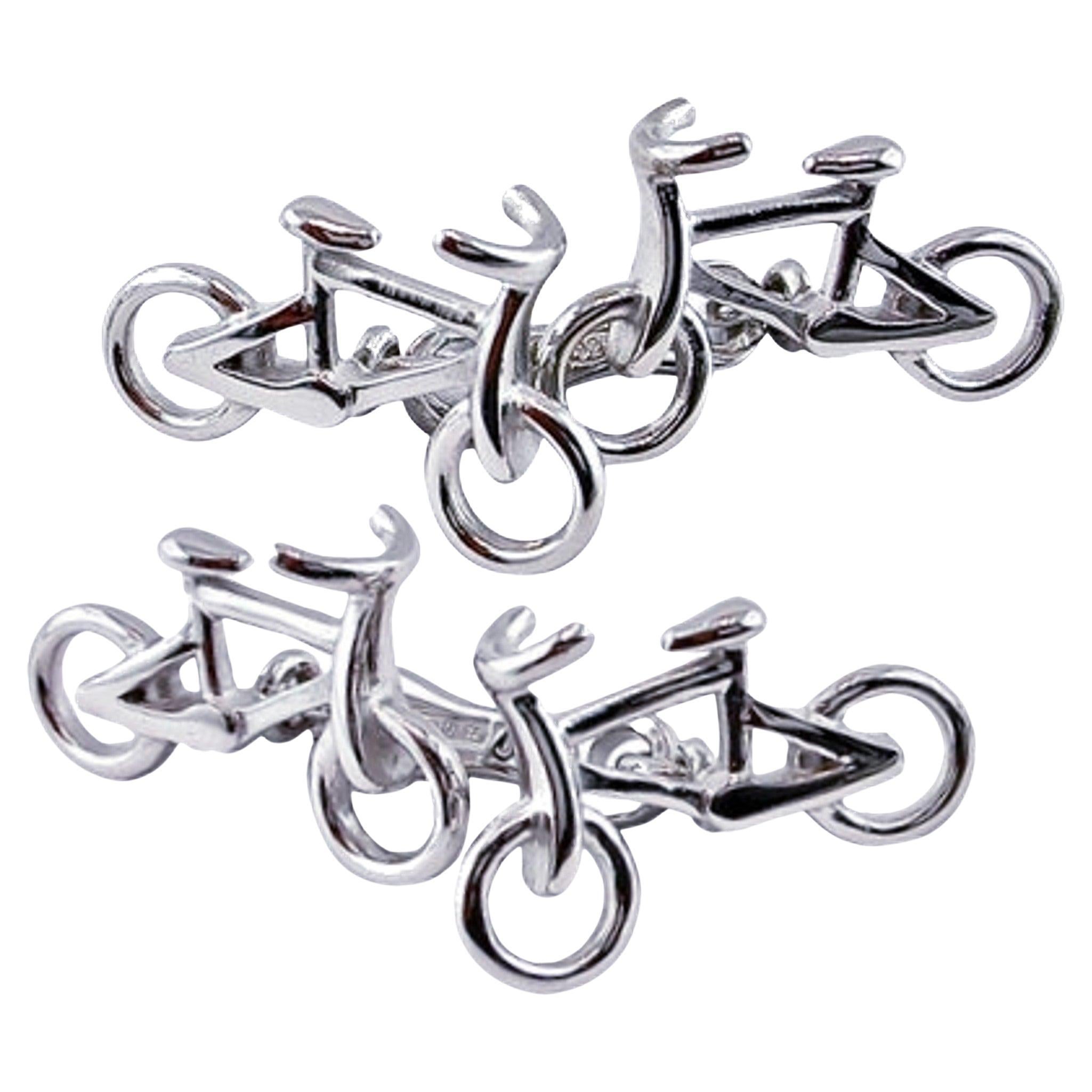 Alex Jona Bicycle Sterling Silver Cufflinks For Sale