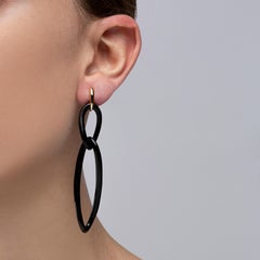 Alex Jona Black Agate 18 Karat Yellow Gold Pendant Earrings