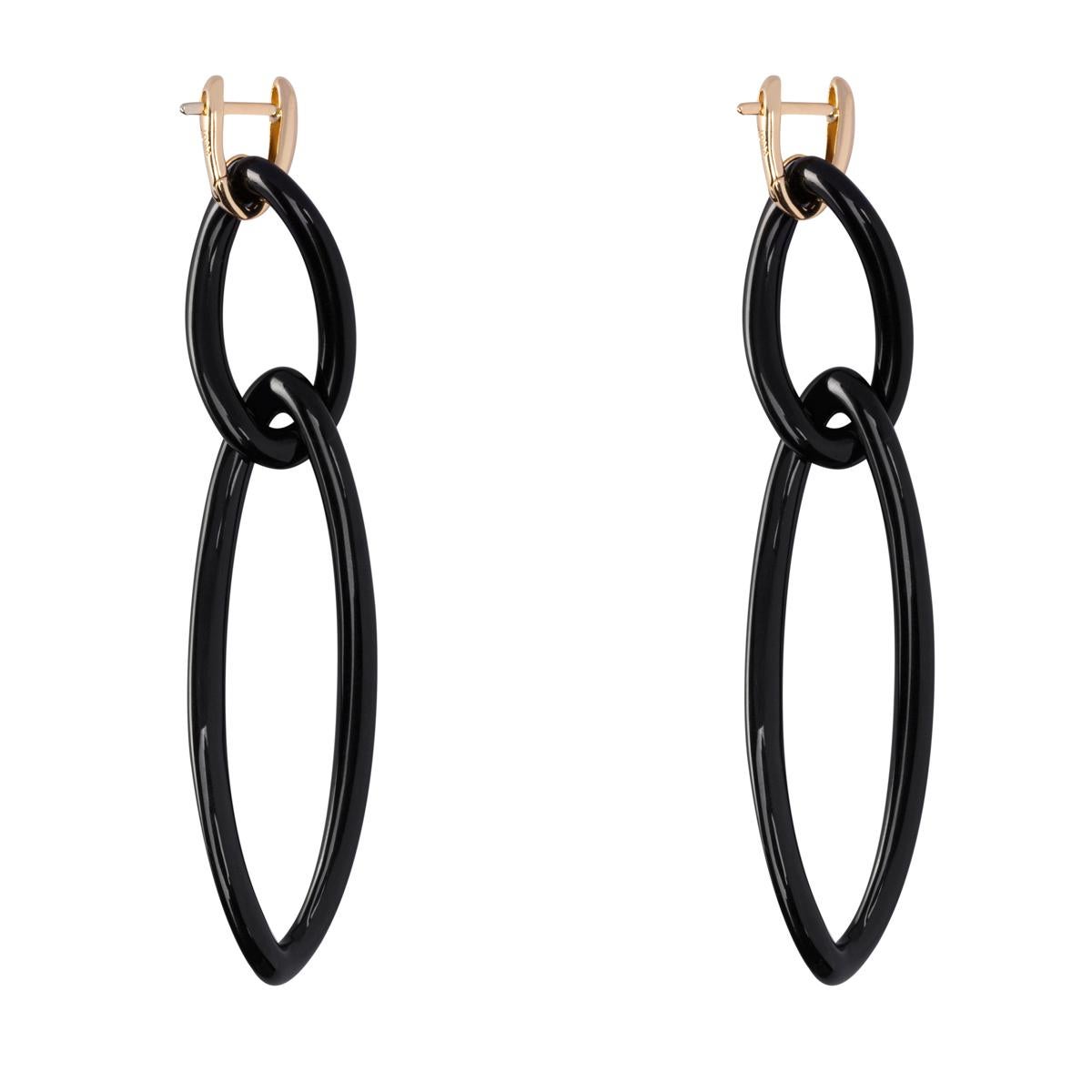 Alex Jona Black Agate 18 Karat Yellow Gold Pendant Earrings Tumbled en venta