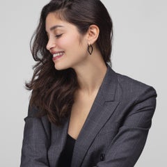 Alex Jona Black Agate Yellow Gold Brushed Pendant Earrings