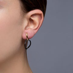 Alex Jona Black Agate Yellow Gold Pendant Earrings