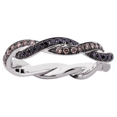 Alex Jona Black and Brown Diamond 18 Karat White Gold Eternity Band Ring